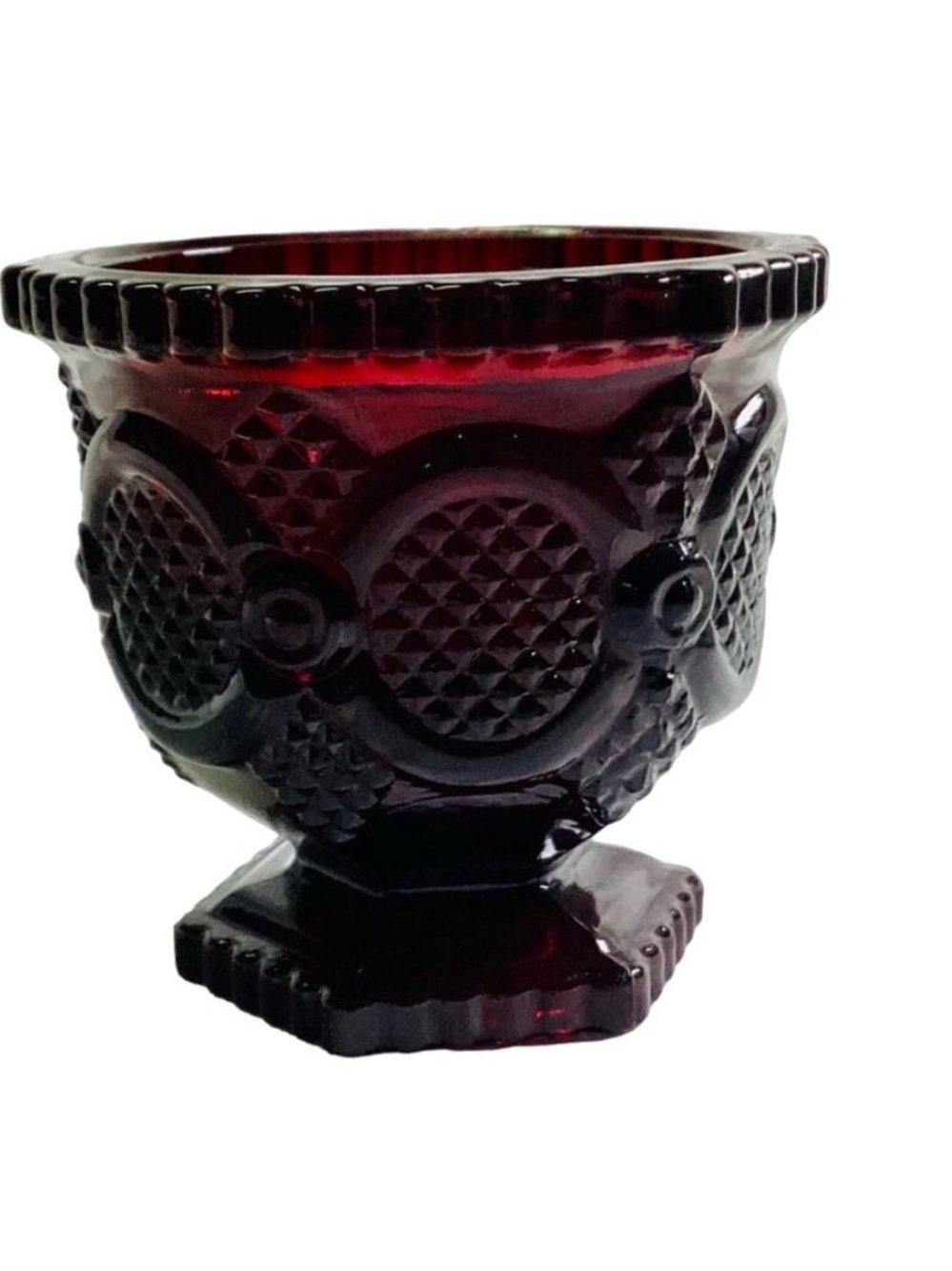 Deep Ruby Red Pressed Glass Compote sugar bowl